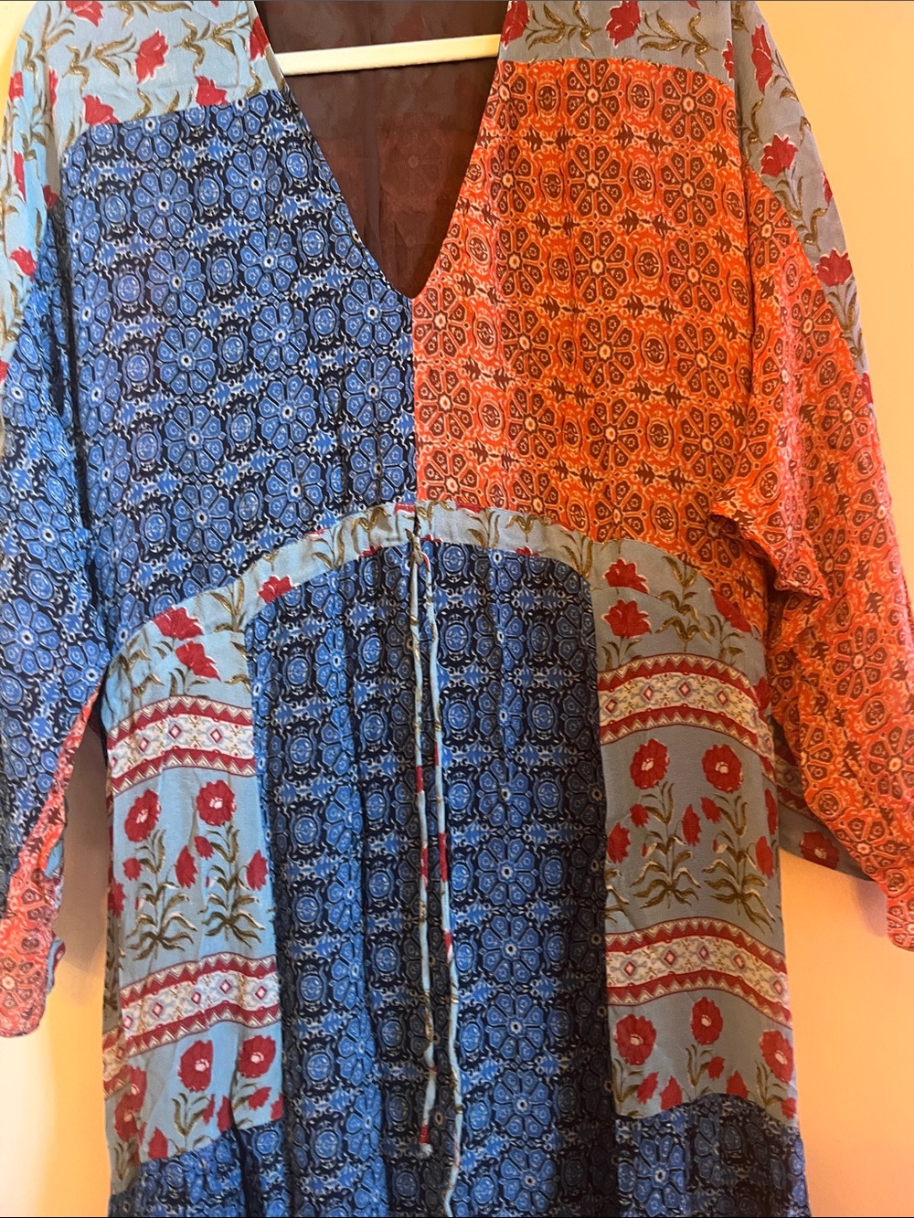 Zara Multicolor Patchwork V-Neck Maxi Dress - Picture 3 of 5